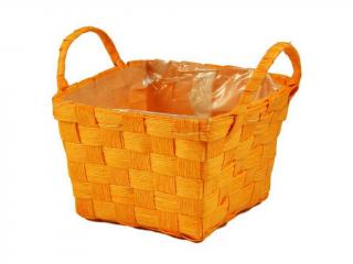 Obal na květináč 16 cm čtverec s uchy oranžový