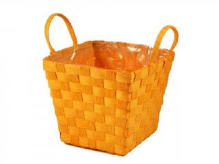 Obal na květináč 19 cm čtverec s uchy oranžový