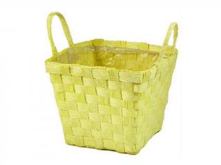Obal na květináč 19 cm čtverec s uchy žlutý
