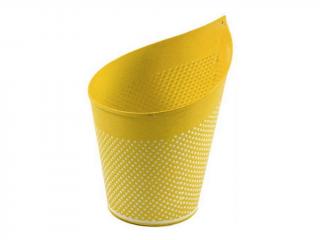 Obal plechový 13 cm tečky žlutý
