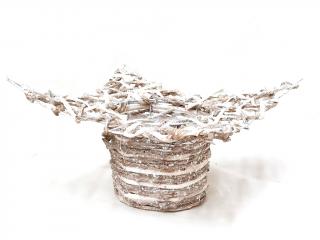 Obal proutěný 25 cm klobouk bílý s glitry