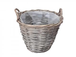 Obal proutěný ø 20 cm kulatý s uchy šedý