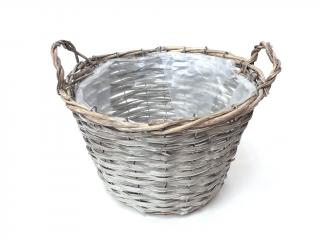 Obal proutěný ø 25 cm kulatý s uchy šedý