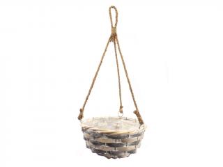 Obal proutěný závěs ø 21 cm kulatý bílošedý