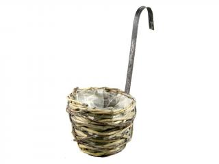 Obal proutěný závěsný ø 14 cm kulatý šedý