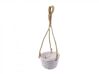 Obal proutěný závěsný ø 24 cm kulatý bílý