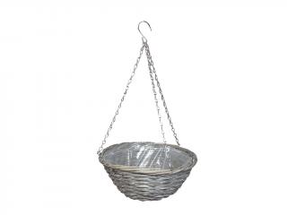 Obal proutěný závěsný ø 30 cm kulatý šedý