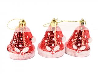 Ozdoba čepice Santa Claus 6 cm 3 ks červená ( 6cm/3ks červená)
