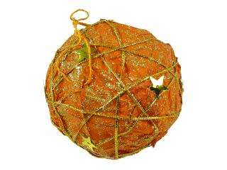 Ozdoba koule 7,5 cm papírová oranžová