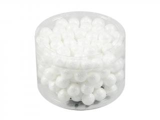 Ozdoba koule polystyrenová 1,5 cm 144 ks glitter bílá
