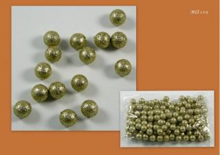 Ozdoba koule polystyrenová 1,5 cm cca 130 ks glitter zlatá