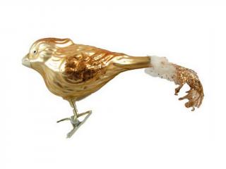 Ozdoba pták 10 cm zlatý