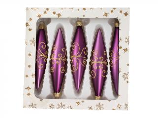 Ozdoba raketa 14 cm 5 ks dekor ornament fialová