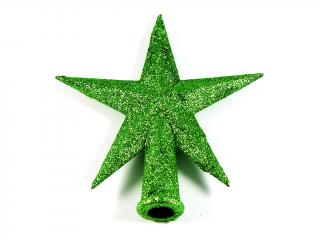 Ozdoba špice 13cm hvězda glitter zelená