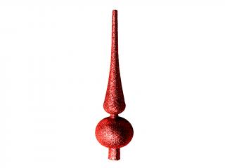 Ozdoba špice 25 cm průměr 6 cm červená glitter