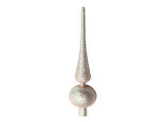 Ozdoba špice 25 cm průměr 6 cm glitter šampaň