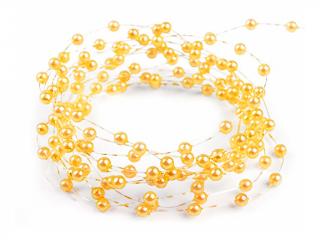 Perličky na drátku dekorační 8 mm 3 m žluté