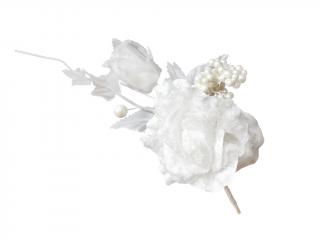Růže bobule větvička 4 ks 24 cm bílá