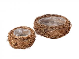 Sada 2 ks obal proutěný hnízdo kulatý naturální