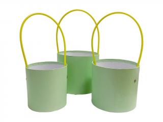 Sada flower box kulatý s uchem 3 ks zelený
