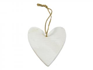 Srdce dřevěné 10 x 8,5 cm plné bílé