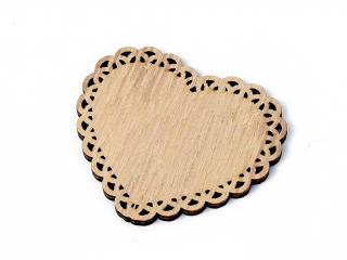Srdce dřevěné 20 ks 5 cm naturální