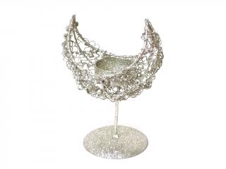 Svícen kovový 15 cm na čajovku glitter zlatý