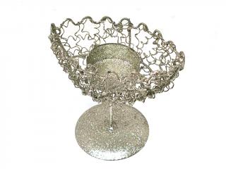 Svícen kovový 18 cm na čajovku glitter zlatý