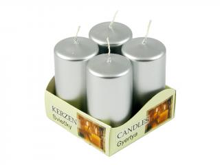 Svíčka adventní 40 x 80 mm METAL stříbrná