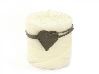Svíčka dekor válec 7 x 6,5 cm bílá