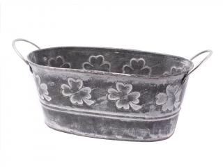 Truhlík plechový 21 x 11 cm oválný s uchy