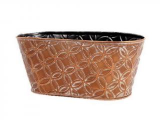 Truhlík plechový 27 x 15 cm oválný bronzový