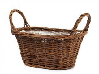 Truhlík proutěný 19 x 11 cm oválný s uchy naturální