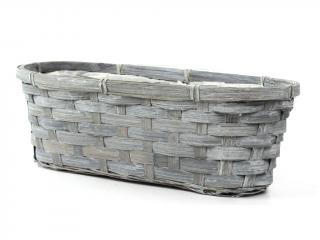 Truhlík proutěný 28 x 13 cm oválný šedý