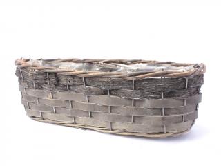 Truhlík proutěný 35 x 13 cm oválný šedý