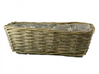 Truhlík proutěný 43 x 19 cm obdélník šedý