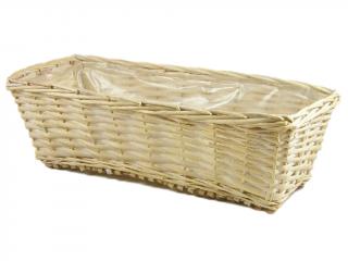 Truhlík proutěný 50 x 21 cm obdélník bělený