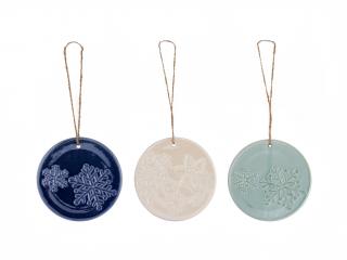Vánoční dekorace porcelánová 3 ks 9 cm color
