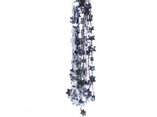Vánoční řetěz hvězdy plastový cca 1-2 cm 2,7 m modrý