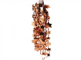Vánoční řetěz hvězdy plastový cca 1-2 cm 2,7 m terakota