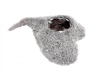 Vánoční svícen révový 20 cm srdce bílý