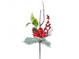 Větvička vánoční červené bobule 5 ks 22 cm