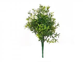 Větvička zelená bílé kvítky 27 cm