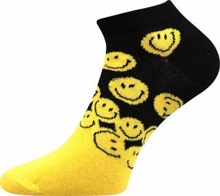 Boma ponožky Piki 25-29 (17-19) obrázek: smajlík, barva: černá-žlutá