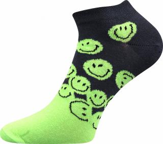 Boma ponožky Piki 30-34 (20-22) obrázek: smajlík, barva: tmavě šedá-zelená