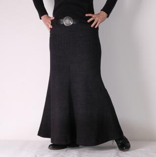 Maxi sukně černý denim teplá Velikost: L
