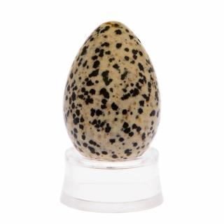 Kamenné vajíčko s otvorem - jaspis dalmatin