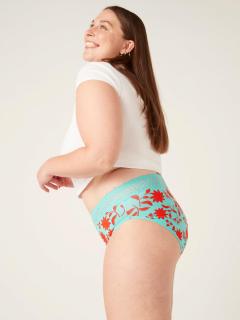 Modibodi Menstruační kalhotky Sensual Hi-Waist Bikini Maxi Wildflower Aqua Velikost: L