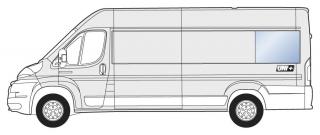 Boční levé pevné okno k D sloupku - Citroen Jumper / Peugeot Boxer / Fiat Ducato (L4) (čiré autosklo | levé zadní)