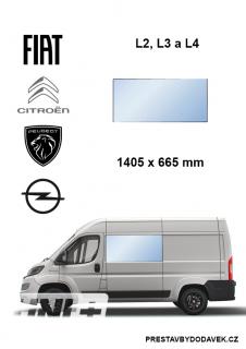 Boční levé pevné okno L2, L3 a L4 | Citroen Jumper / Peugeot Boxer / Fiat Ducato / Opel Movano (I. panel za řidičem)